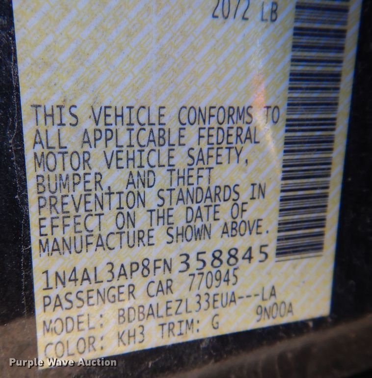 image for item LX9839 2015 Nissan Altima