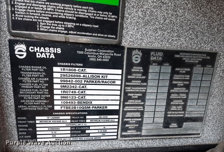 image for item LX9881 2007 Sutphen SL-75  Quint fire truck