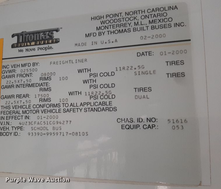 image for item LX9887 2001 Freightliner FS65 school bus