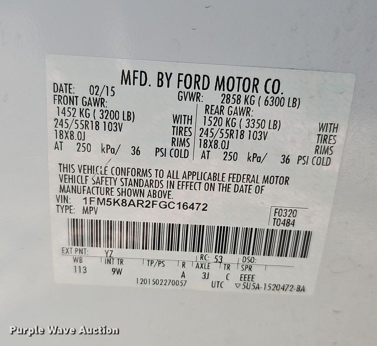 image for item MH9499 2015 Ford Explorer Police Interceptor  SUV