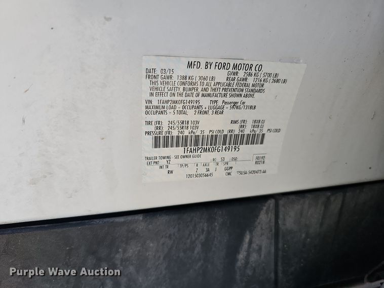 image for item MH9500 2015 Ford Taurus Police Interceptor