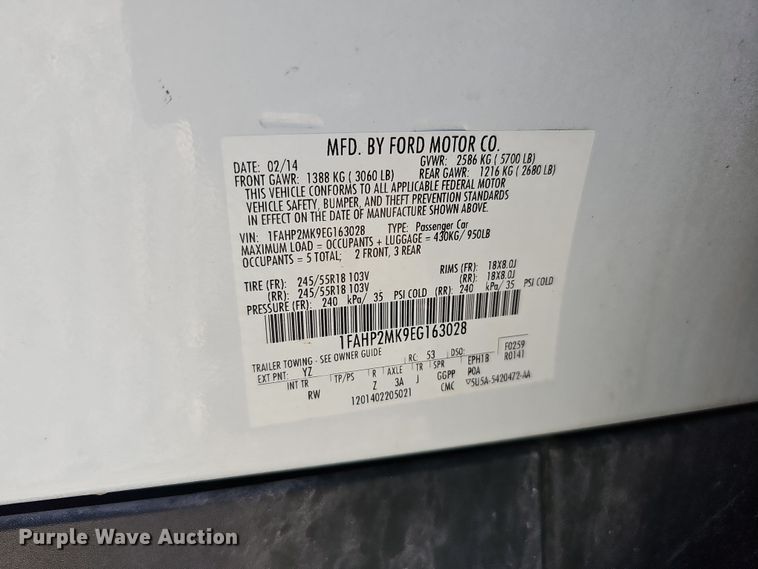 image for item MH9507 2014 Ford Taurus Police Interceptor