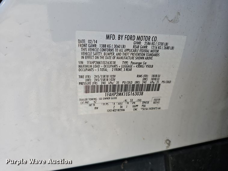 image for item MH9508 2014 Ford Taurus Police Interceptor