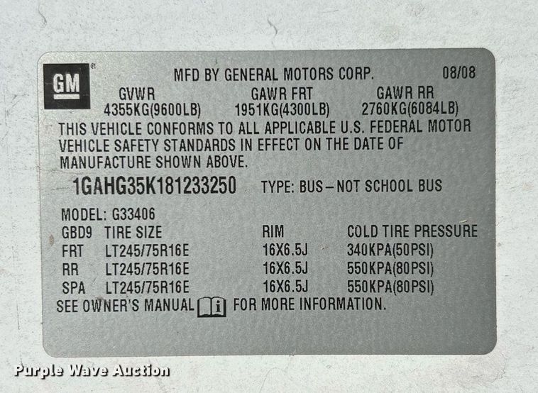 image for item MH9939 2008 Chevrolet Express 3500  van