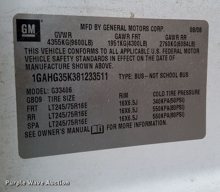 image for item MH9945 2008 Chevrolet Express 3500  van