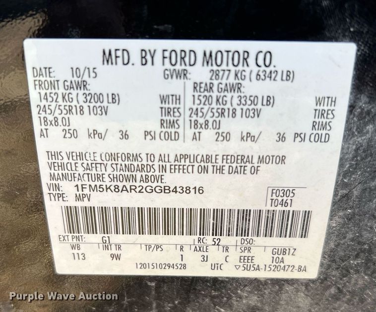 image for item MH9965 2016 Ford Explorer Police Interceptor SUV