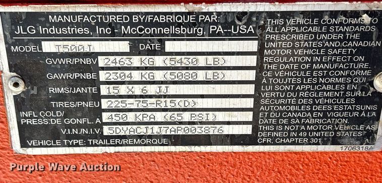 image for item MO9106 2010 JLG T500J  boom lift