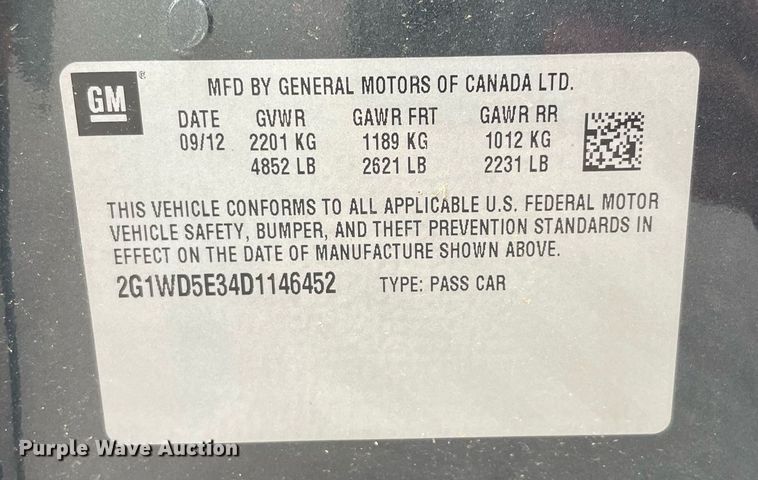 image for item NA9701 2013 Chevrolet Impala Police Cruiser