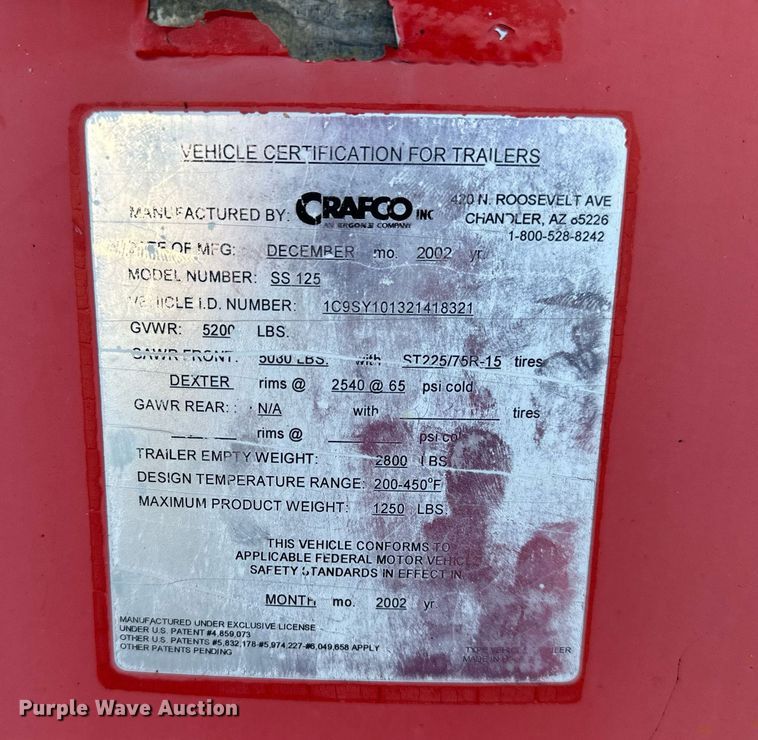 image for item NL9176 2002 Crafco SS125  melter applicator