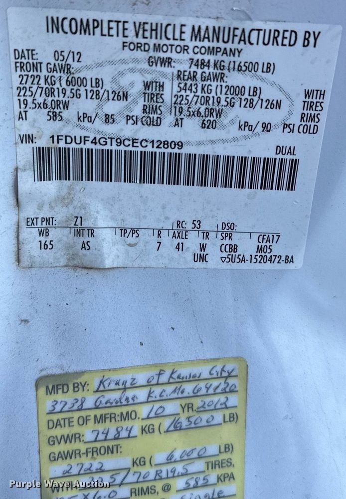 image for item NL9177 2012 Ford F450 Super Duty  dump flatbed truck