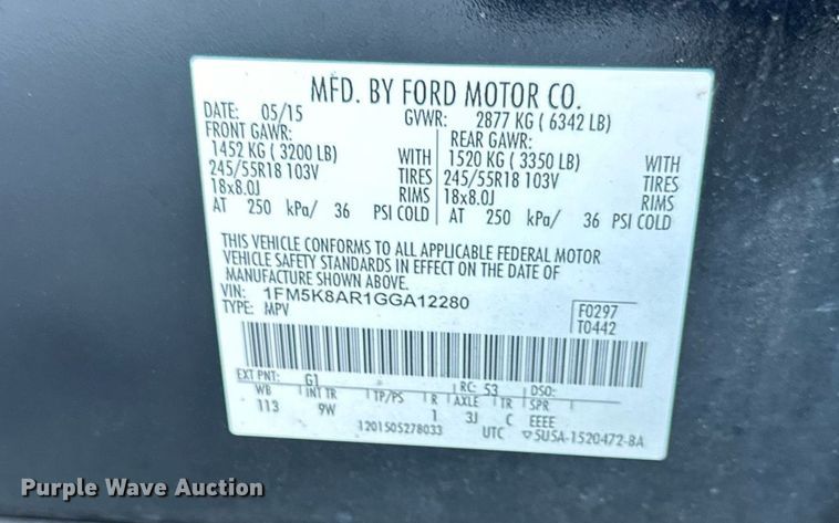 image for item NL9178 2016 Ford Explorer Police Interceptor  SUV