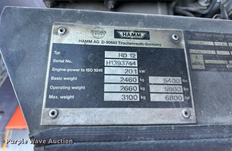 image for item NL9184 Hamm HD12  double drum roller