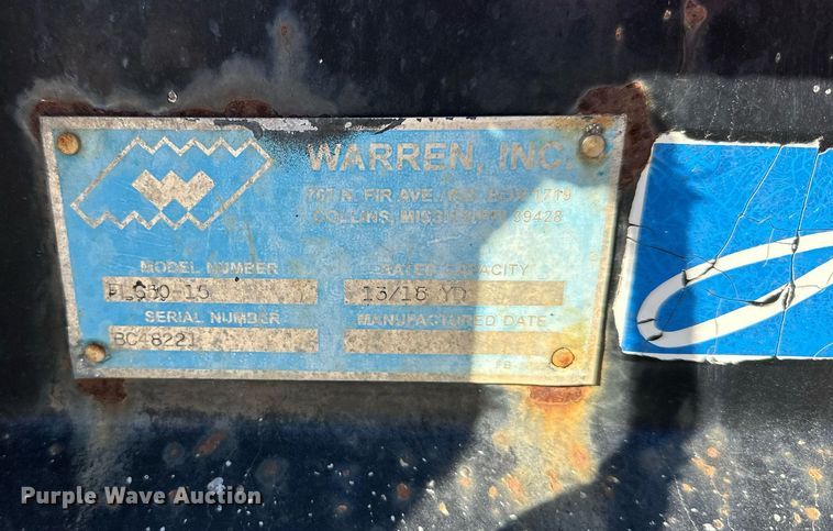 image for item NL9193 Warren  hook lift dump bed