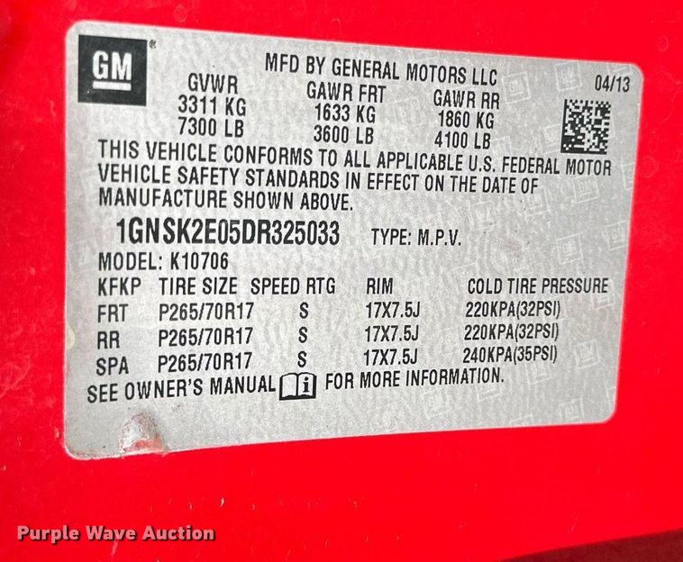 image for item NL9203 2013 Chevrolet Tahoe  SUV