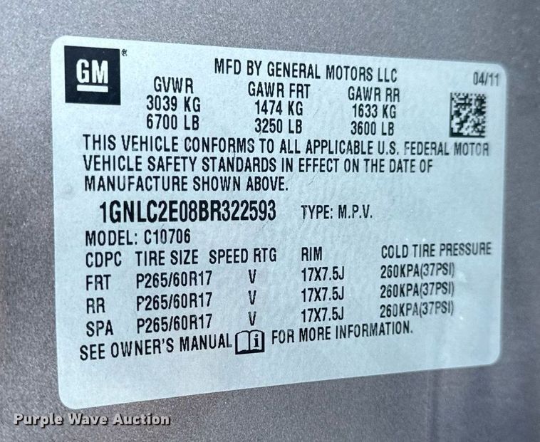 image for item NM9027 2011 Chevrolet Tahoe Police  SUV