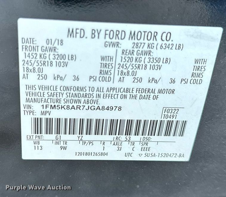 image for item NM9030 2018 Ford Explorer Police Interceptor  SUV