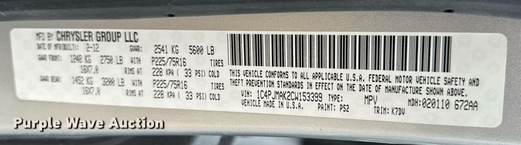 image for item NM9063 2012 Jeep Liberty  SUV