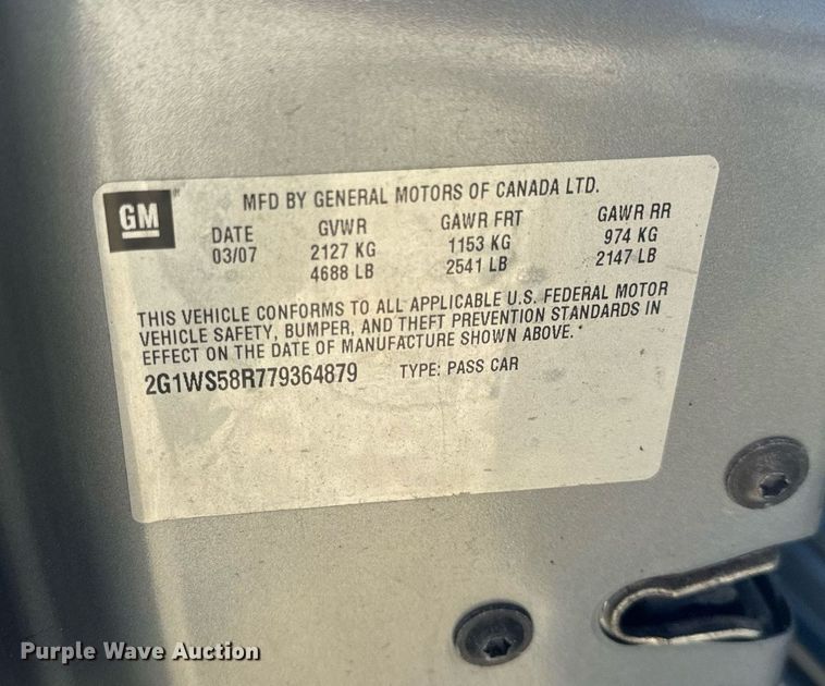 image for item NM9067 2007 Chevrolet Impala Police