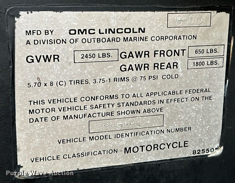 image for item NO9347 Cushman utility vehicle