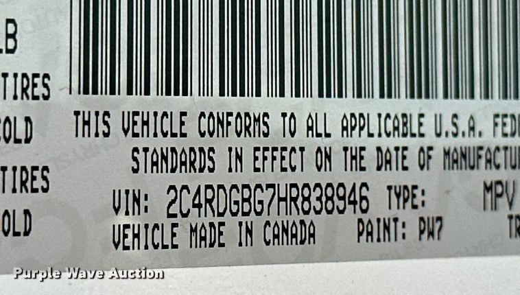 image for item NO9376 2017 Dodge Grand Caravan  van