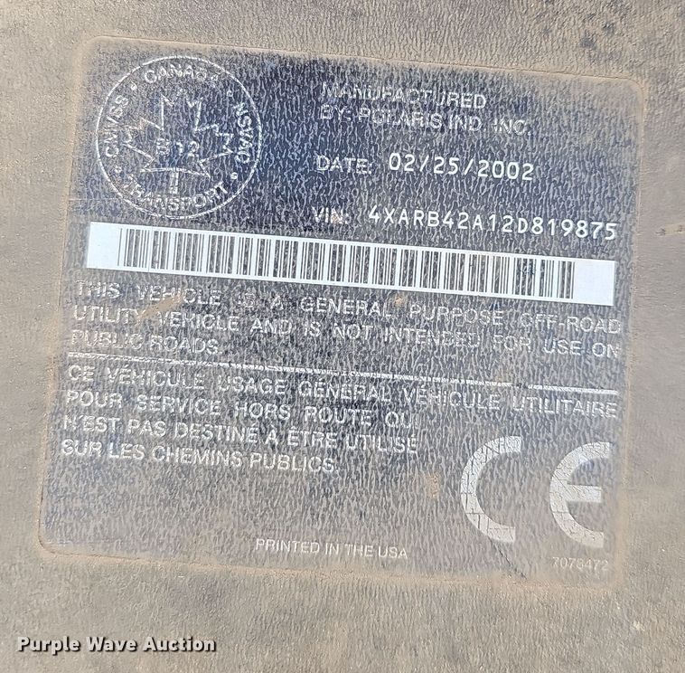 image for item NP9157 2002 Polaris Ranger  utility vehicle