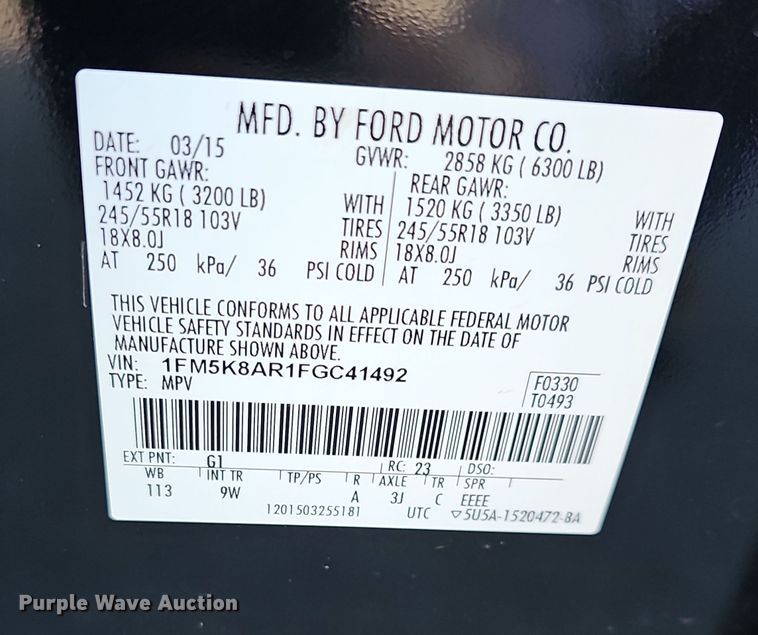 image for item NP9224 2015 Ford Explorer Police  SUV