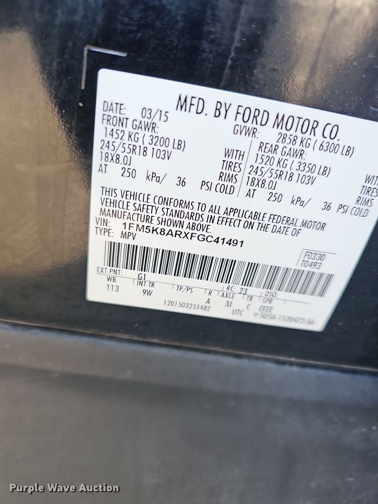 image for item NP9226 2015 Ford Explorer Police Interceptor  SUV