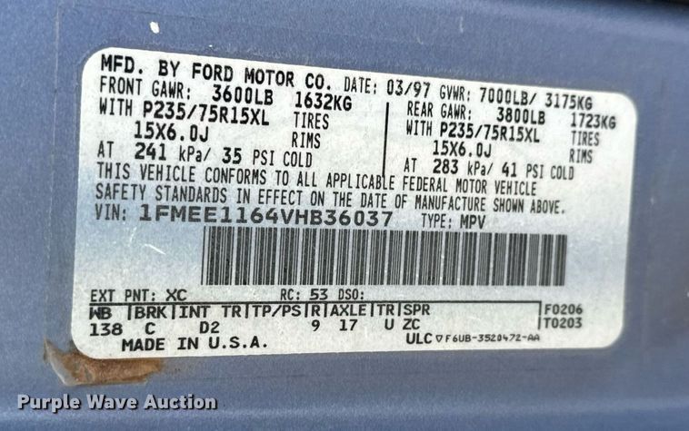 image for item NX9992 1997 Ford Club Wagon  van