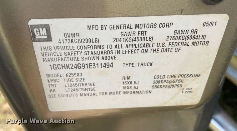 image for item NY9977 2001 Chevrolet Silverado 2500HD  pickup truck