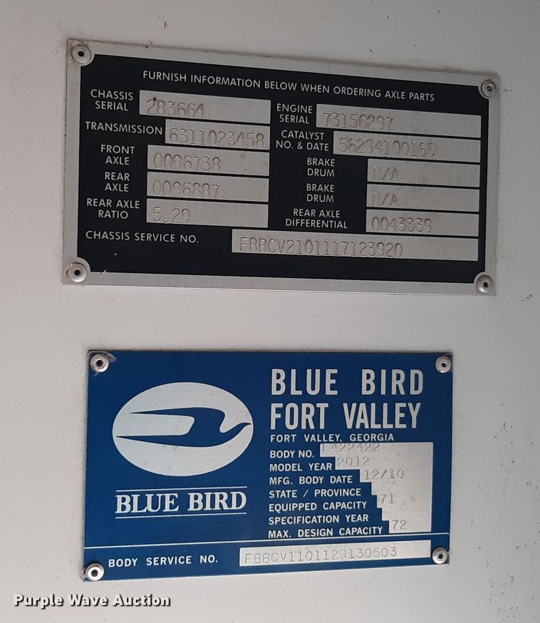 image for item OF9654 2012 Blue Bird  school bus