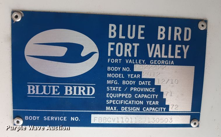 image for item OF9654 2012 Blue Bird  school bus