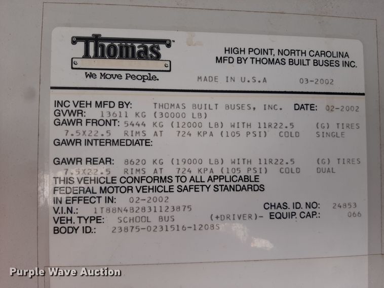 image for item OF9658 2003 Thomas  school bus