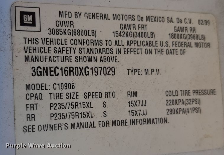 image for item OF9659 1999 Chevrolet Suburban 1500  SUV