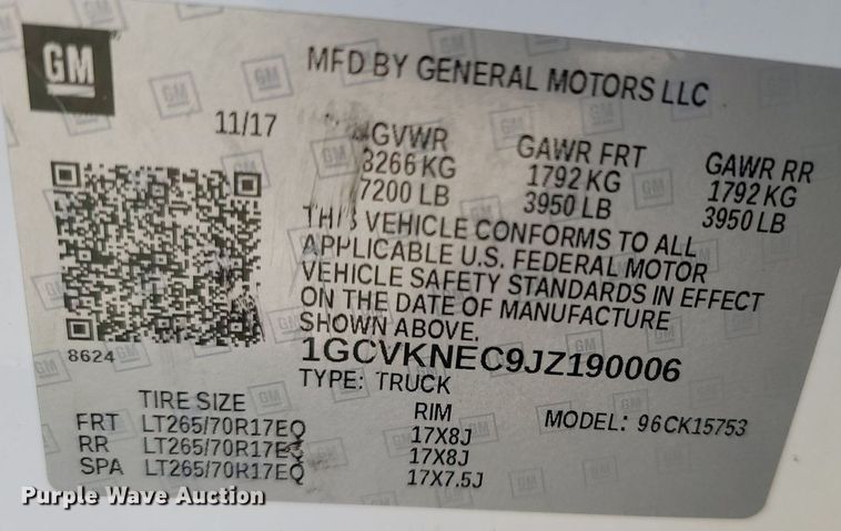 image for item OG9346 2018 Chevrolet Silverado 1500  Double Cab pickup truck