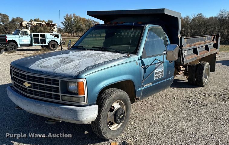 image for item OK9135 1991 Chevrolet 3500  dump bed pickup truck