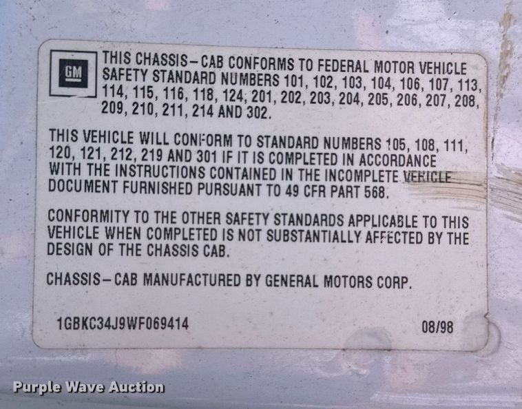 image for item OK9185 1998 Chevrolet Cheyenne C3500  dump bed pickup truck