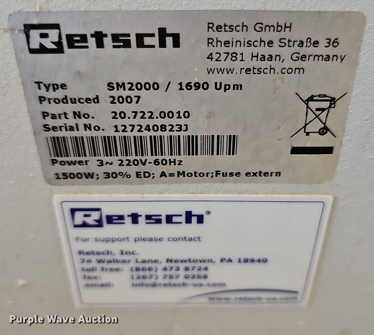 image for item OL9415 2007 Retsch SM2000  cutting mill