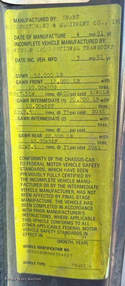 image for item OM9003 1991 International 2574  semi truck