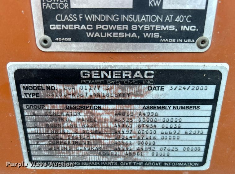 image for item OM9004 Generac  generator