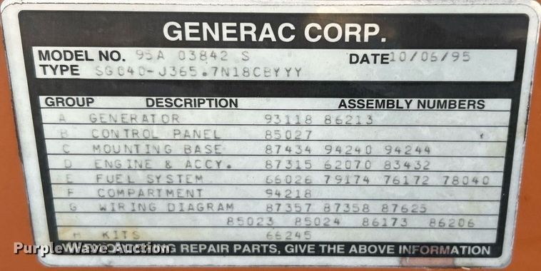 image for item OM9005 Generac  generator