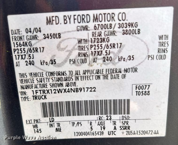 image for item OM9009 2004 Ford F150  SuperCab pickup truck