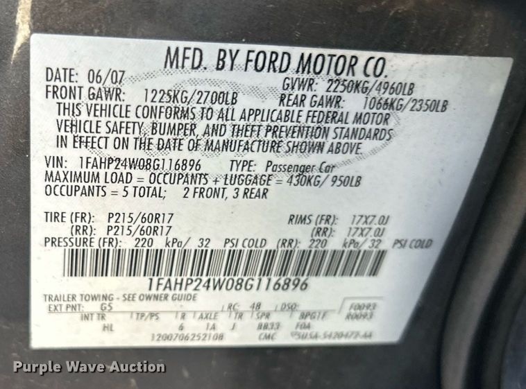 image for item OM9013 2008 Ford Taurus