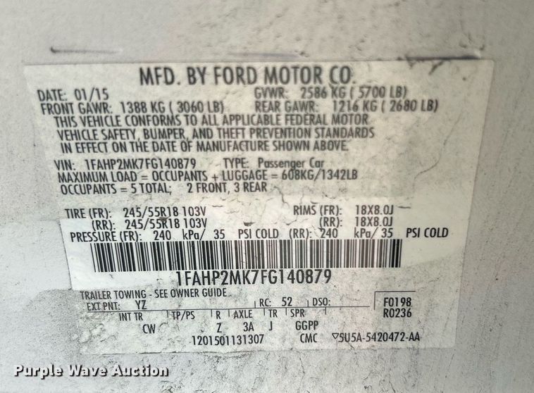 image for item OM9017 2015 Ford Taurus Police Interceptor