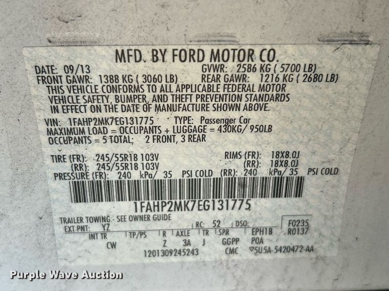 image for item OM9020 2014 Ford Taurus Police Interceptor