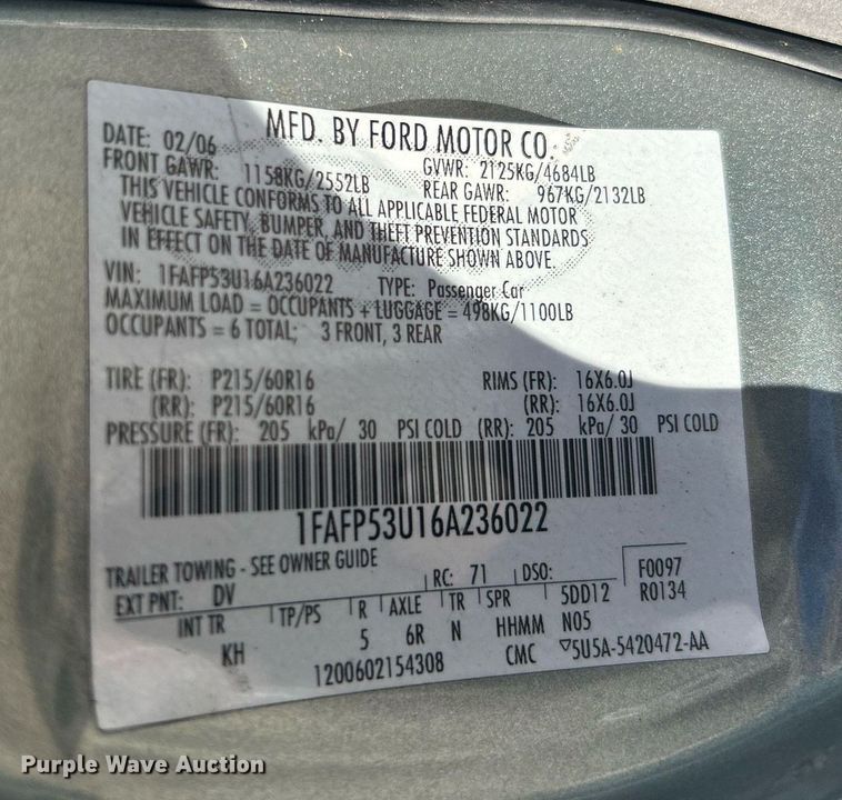 image for item OM9022 2006 Ford Taurus