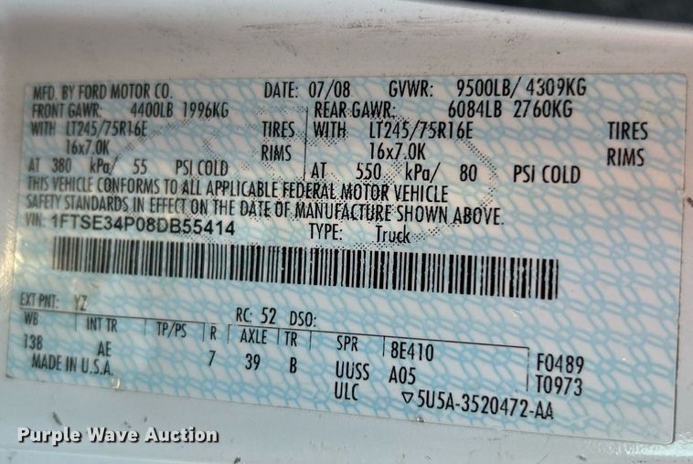 image for item OM9027 2008 Ford E350 Super Duty  van