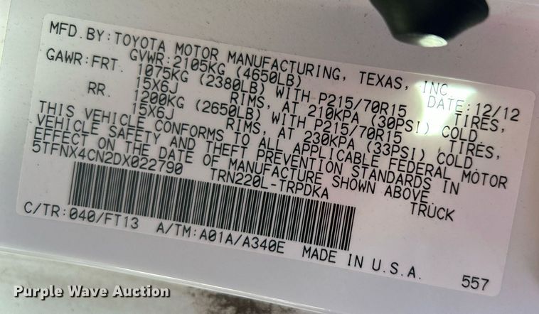 image for item OM9053 2013 Toyota Tacoma  pickup truck