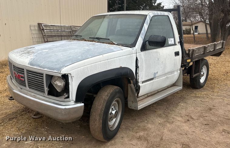 image for item DM2632 1990 GMC Sierra 2500HD flatbed pickup truck