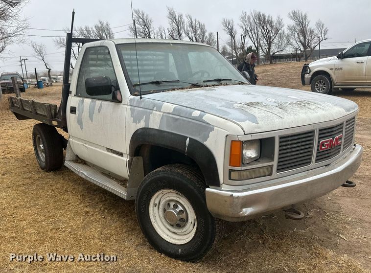 image for item DM2632 1990 GMC Sierra 2500HD flatbed pickup truck