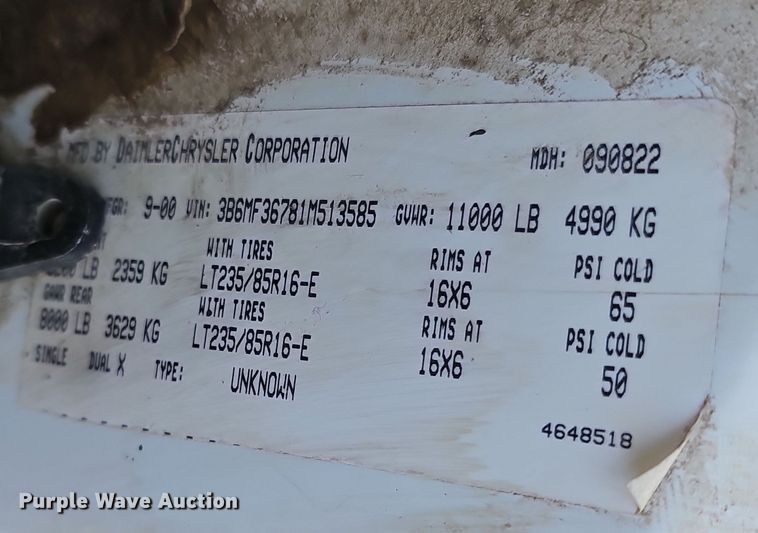 image for item DR5902 2001 Dodge Ram 3500 Laramie SLT  bale bed pickup truck